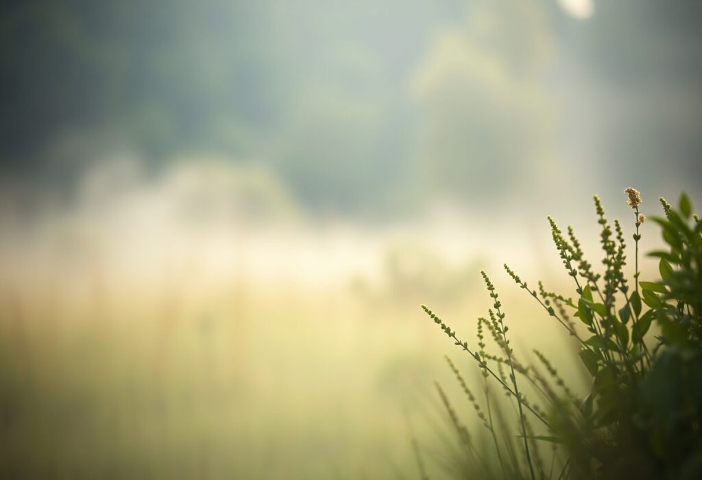 Landscape photo of sawgrass and a blurry meadow in the background